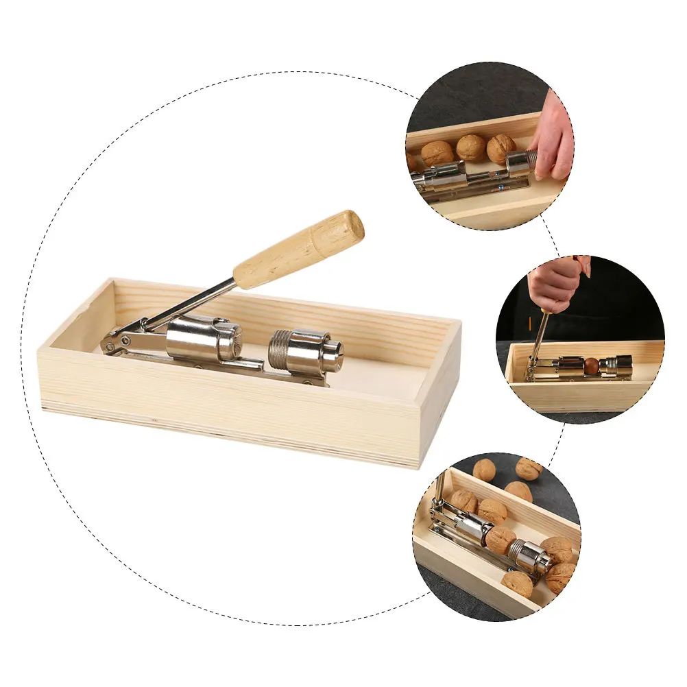 

1Pcs Walnut Opener Heavy Duty Nut Clip Thick Strong Wood Lever Tool Splash-Proof Rectangular Storage Box Household Nut Sheller