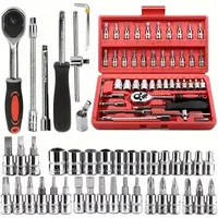 46pcs Compact Socket Set with Quick Ratchet Wrench Versatile Car Repair  Home Maintenance Tools KitDurable Carbon Steel