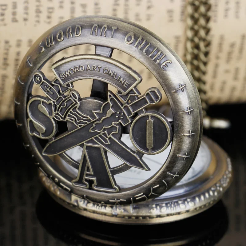 إكسسوار سيف Steampunk Charm - ساعة قلادة كلاسيكية مجوفة فريدة من نوعها للجنسين