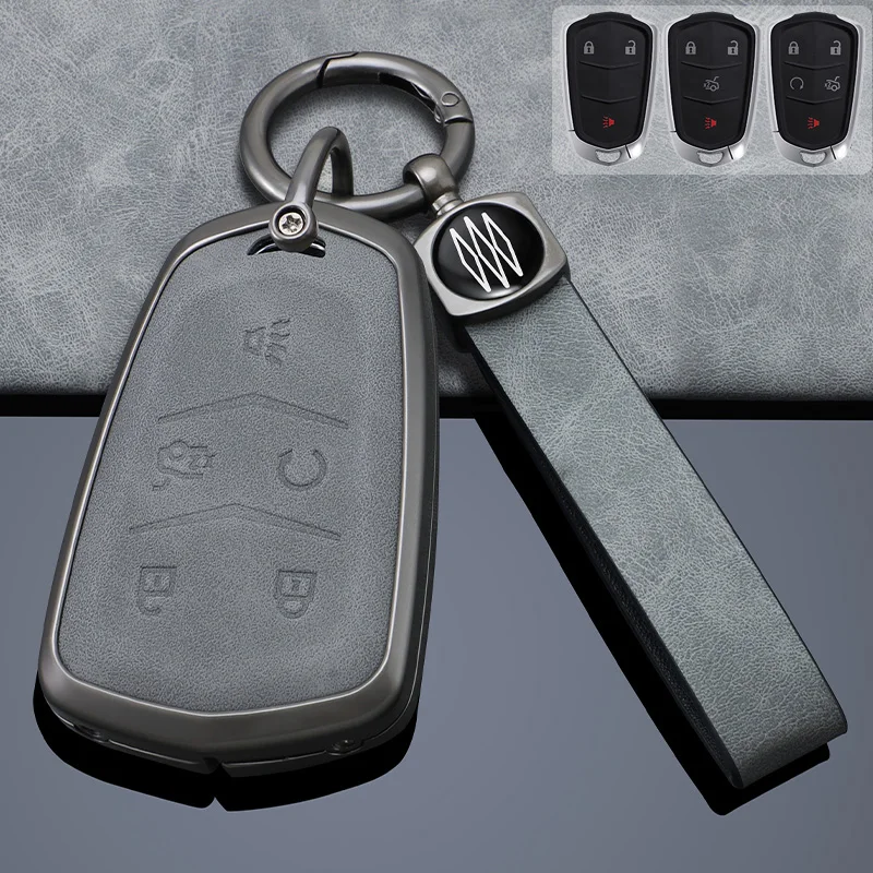 

Zinc Alloy + Leather Car Key Case Full Cover For Cadillac ATS CT6 CTS DTS Escalade ELR ESV SRX STS XT5 XTS 2014 - 2018