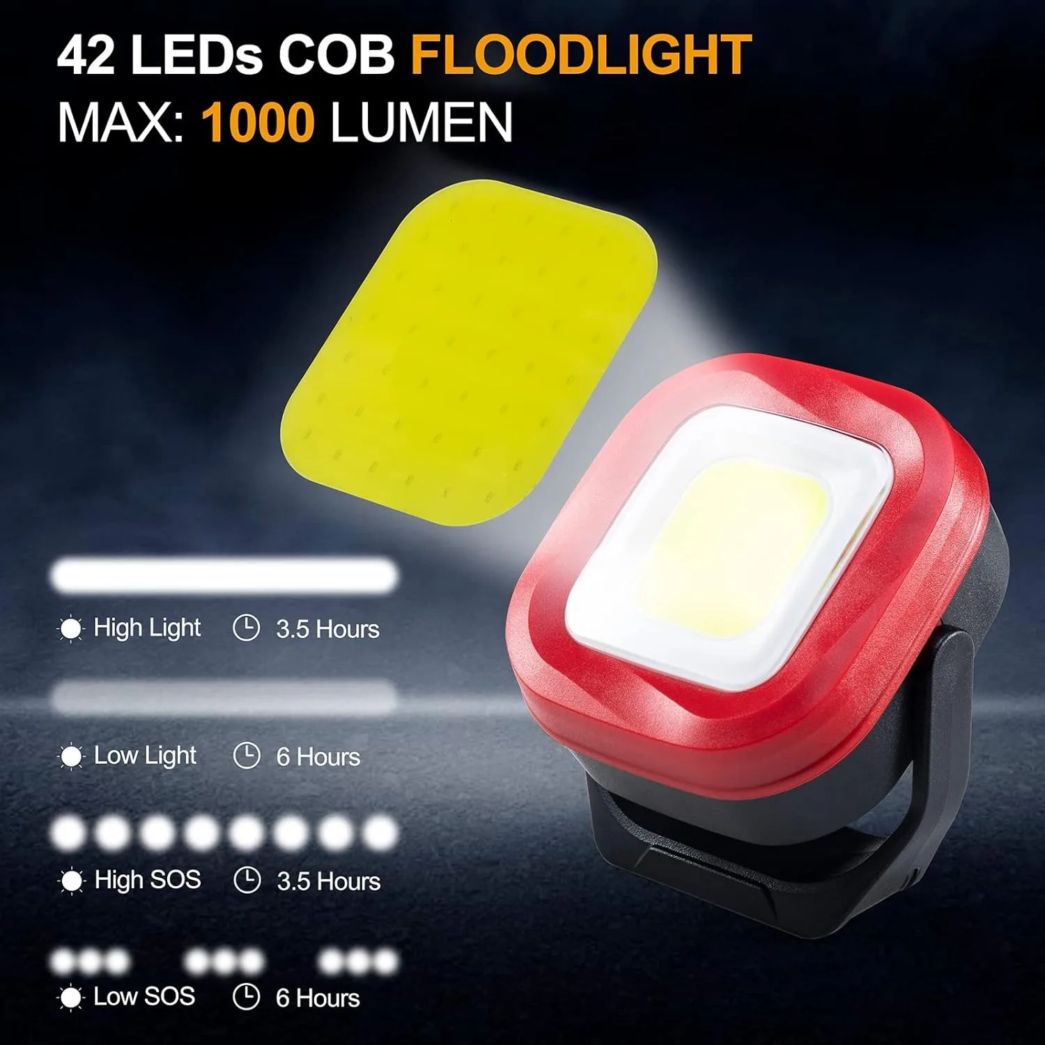 COB Portable Camping Light 1000 Lumen USB Rechargeable LED Flashlight Outdoor Emergency Work Lamp Magnetic Tent Lantern 2400mAh