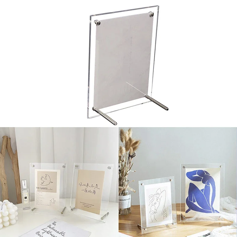 Acrylic Photo Frame 5/6/8/12inch Advertising Certificate Camp Poster Display Stand Tabletop Decorative Rectangle Holder