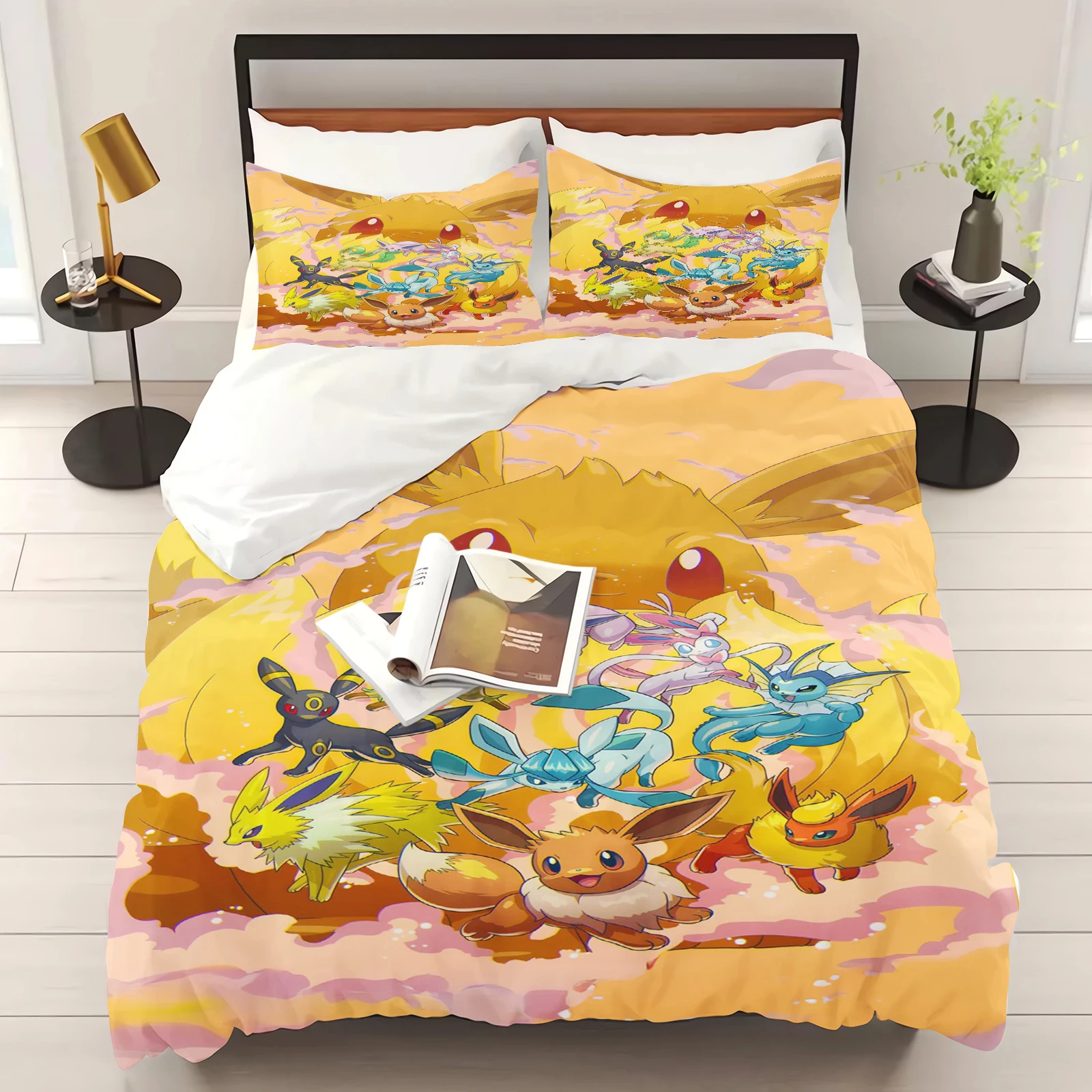 Pokemon Duvet Cover Set Comforter Bedding 3d Children'S Bedding Set 3-Piece 1 Quilt Cover King Size