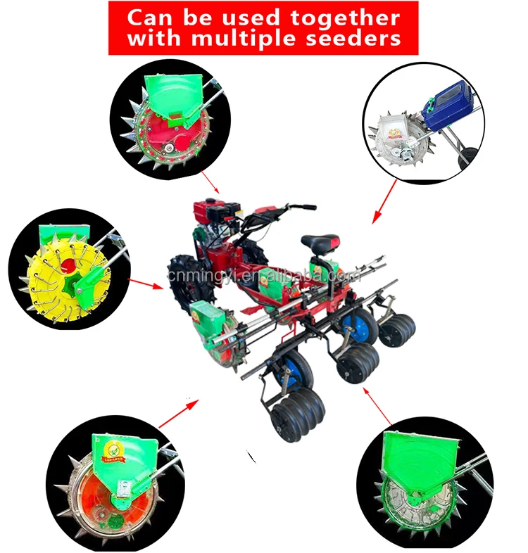 Farm hand push manual seeder 3 rows gasoline corn peanut seeder machine with seat beans grains vegetables multi planter