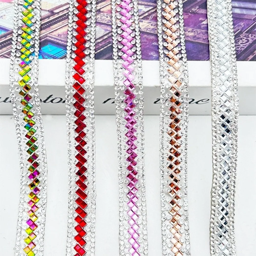 3 Yards Selbstklebende Glas-Strasssteine, Flexible Glitzernde Strass-Aufkleber, Glänzende DIY-Dekoration, Bekleidungszubehör