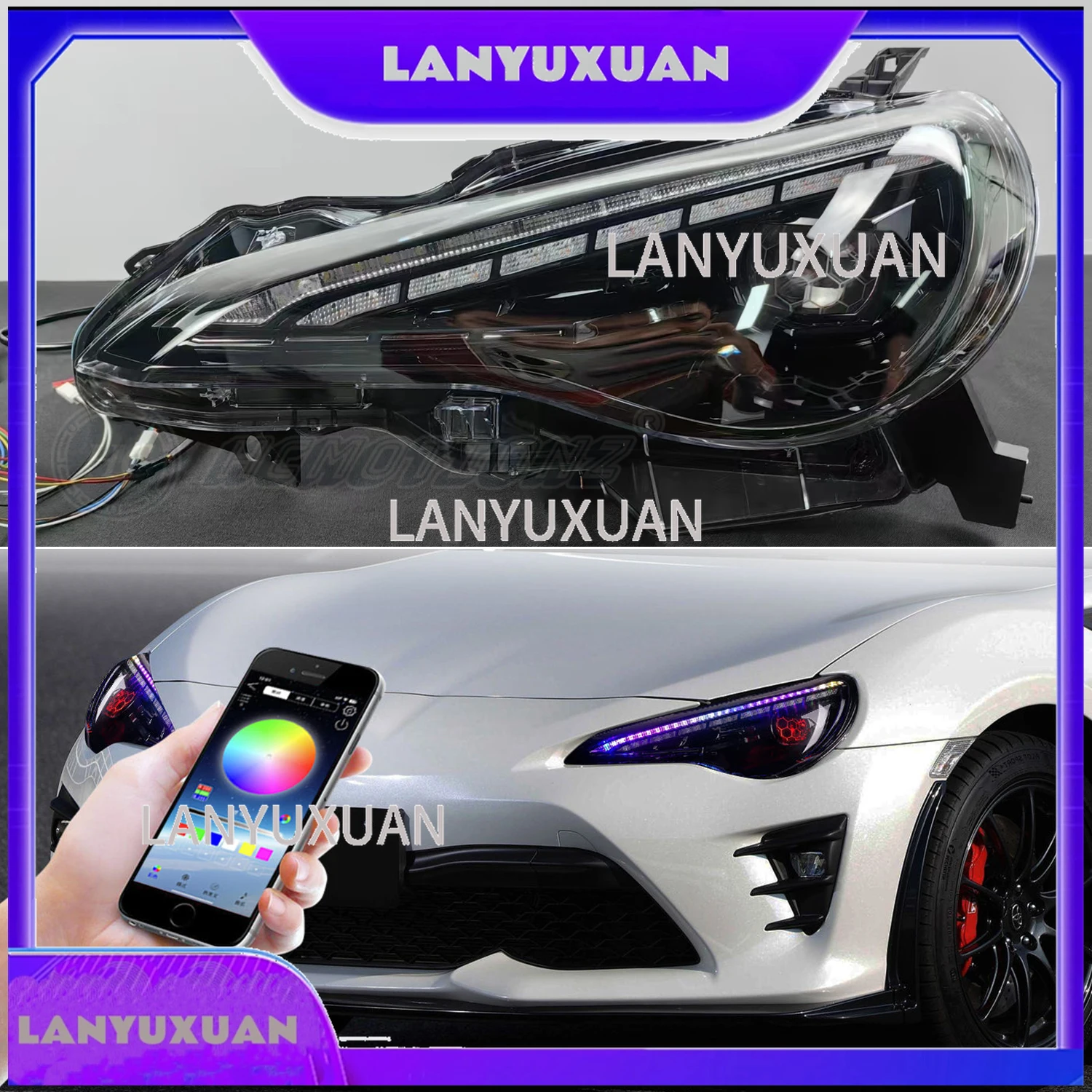 2026 HCMOTIONZ RGB Headlights Fit SCION FR-S Fit Subaru BRZ 2013-2021 with Red Demon Eyes Animation LED Car Front Lamps for Toyo