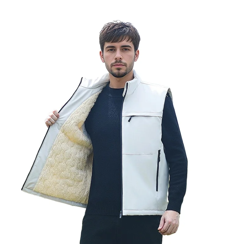 

Autumn and Winter New Down Cotton Vest Men's Thickened Thermal Vest Trendy Solid Color Loose Vest Jacket