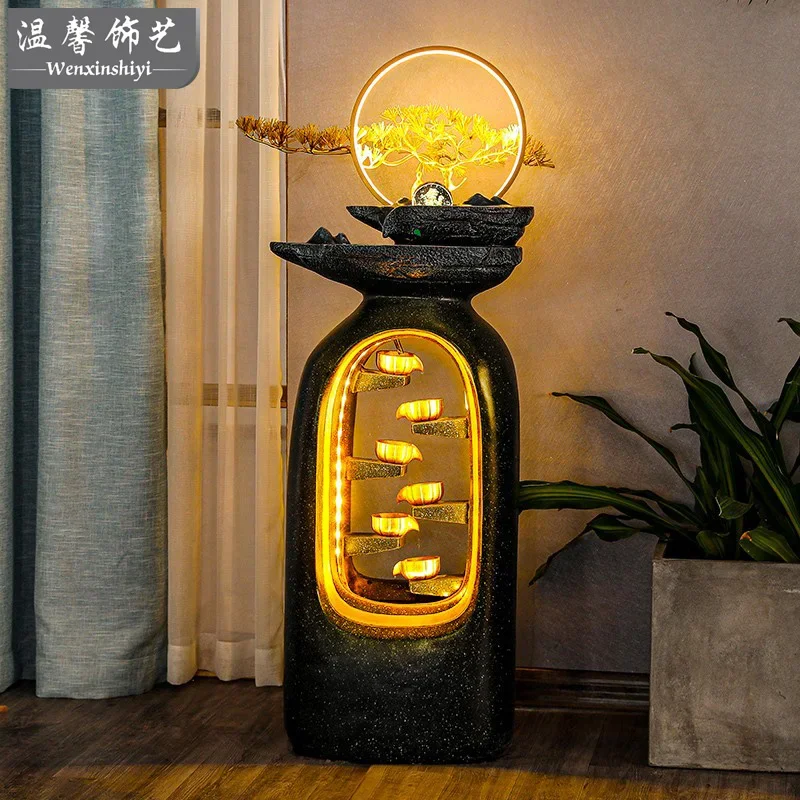 TLL Circulating Water Indoor Floor-Standing Decorations Humidifier Wealth Comes from Every Direction Landscape