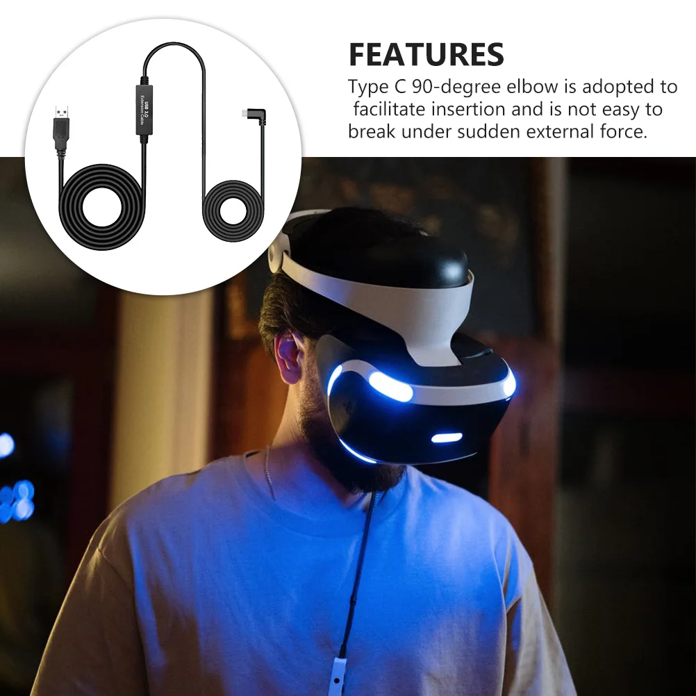 

1Pcs USB-A to USB-C 5m Data Cable Reinforced Amplifier Chip Stable Transfer 3a 10gbps Vr Headset 90 Degree Elbow