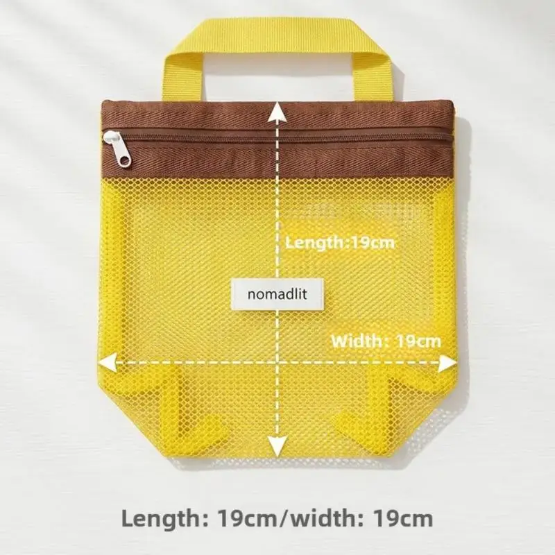Ins-Style Leuchtend Bunte Sommer-Netztasche Kleine Kosmetiktasche Handtasche Faltbare Tragbare Toilettentasche für Damen – Detail 7