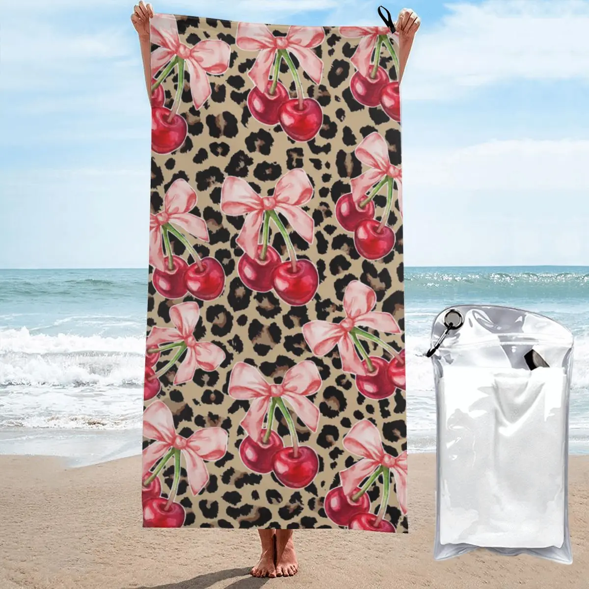 

Cherry Beach Towel Soft Microfiber Quick Dry Absorbent Quick Towels For Swimming