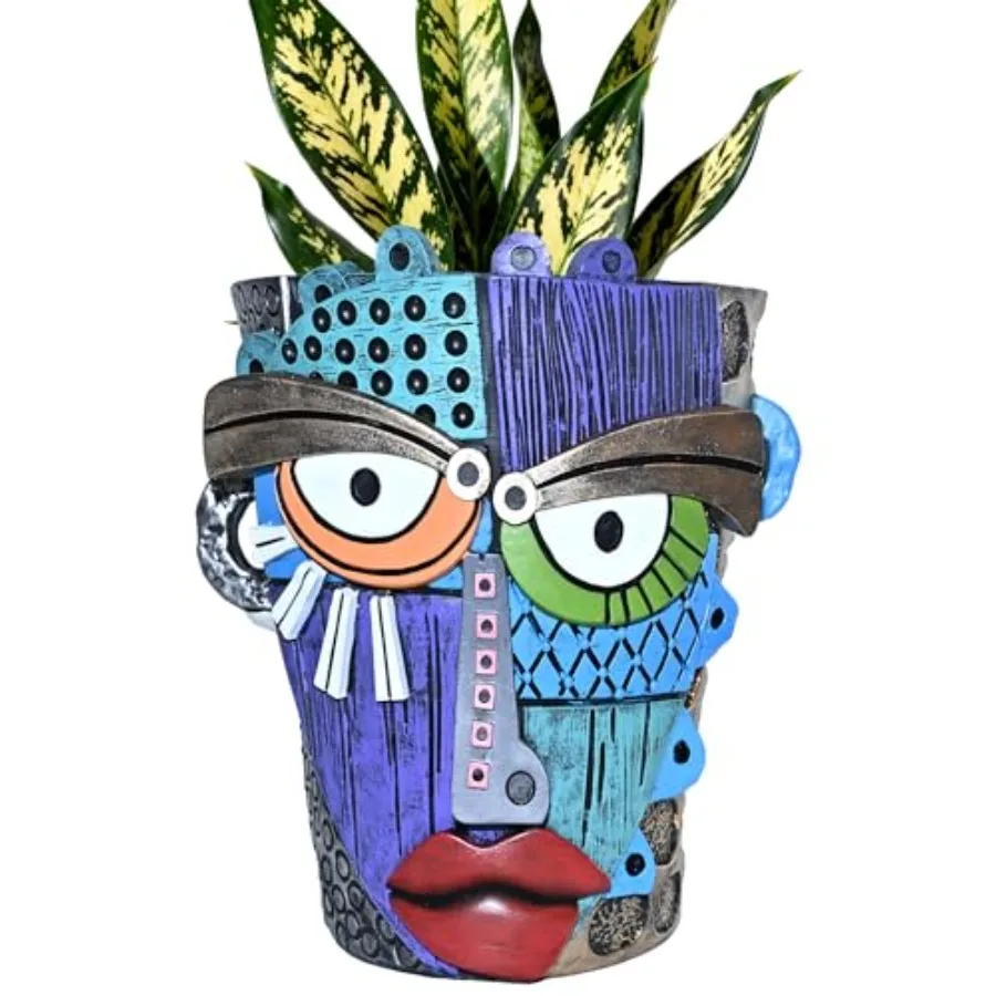 

Абстрактные кашпо в форме лица для растений, расписанные вручную, красочные цветочные горшки с дренажем, для дома и сада, декор, подарок, в стиле эклектика