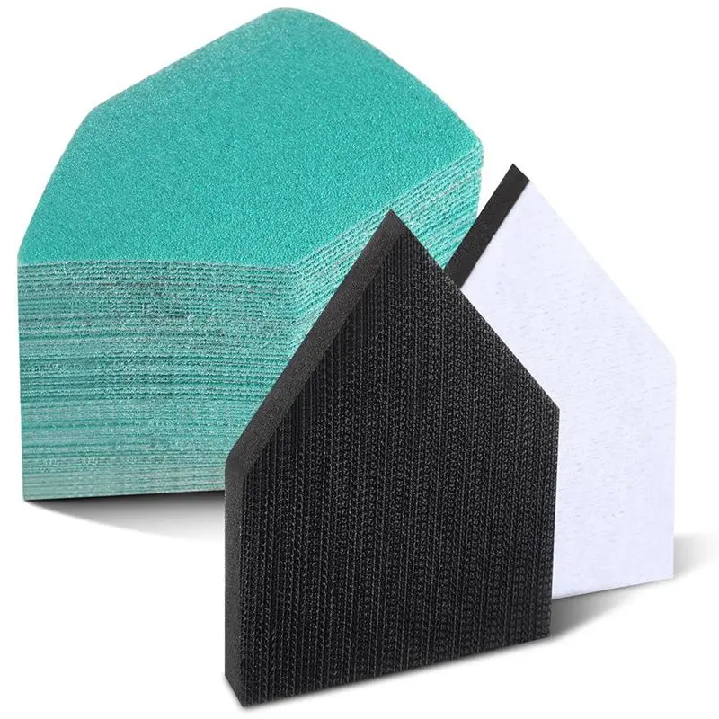 AEE8-80PCS Detail Sander Sandpaper And 2 Sanding Interface Pads Compatible With M-12 Sanders, 80, 120, 150, 180, 240 Grit