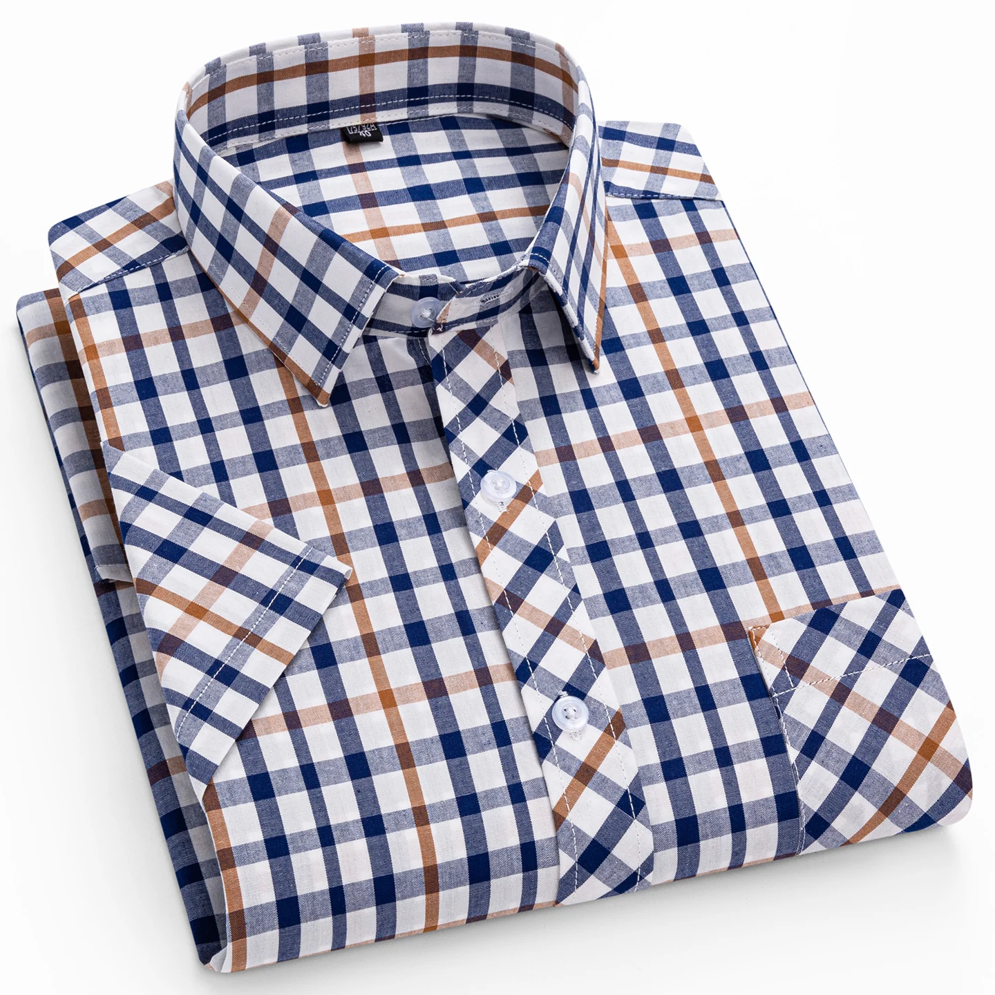 Men's short-sleeved shirt high-quality pure cotton checked Oxford fabric, casual, versatile, comfortable, simple and fashionable