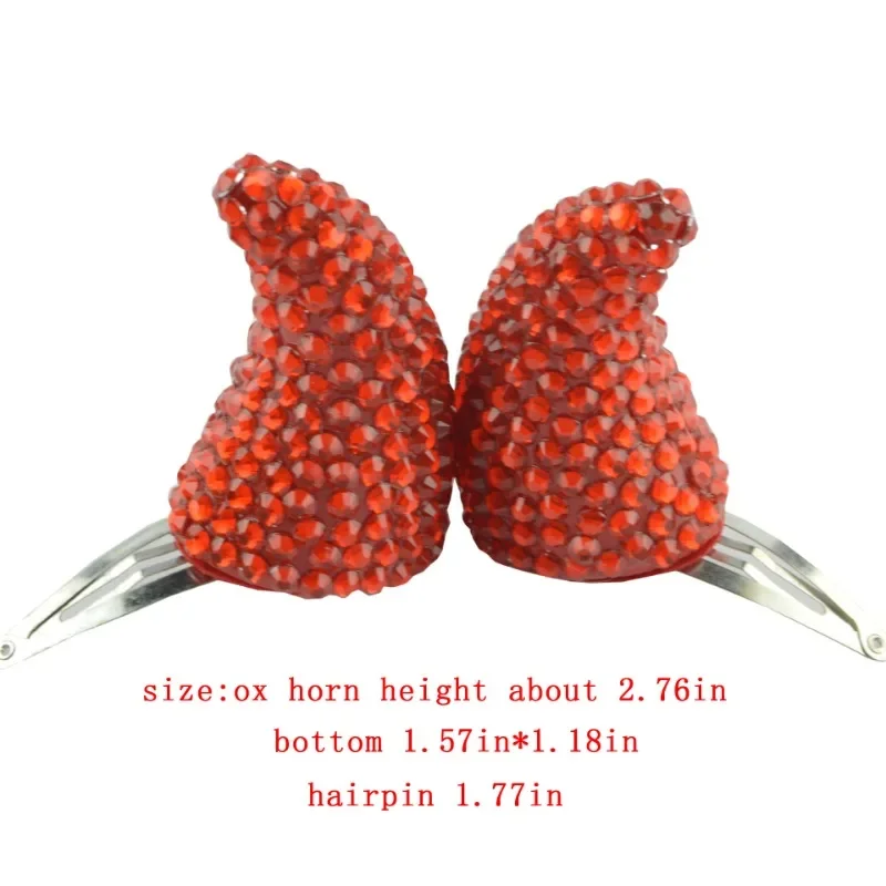 Originaliteit Demon Ox Hoorn Haarspeld Bal Volledige Jurk Accessoires Stage Performance Kleding Match Inlay Rode Diamant Hoofddeksels