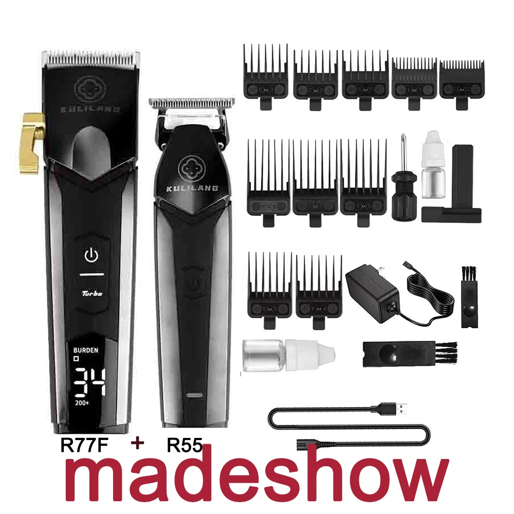 Madeshow R77F Professional Hair Clippers,FADE DLC Electric Hair Clipper Coated Blade High Power 7200RPM Quality New Hair Trimmer