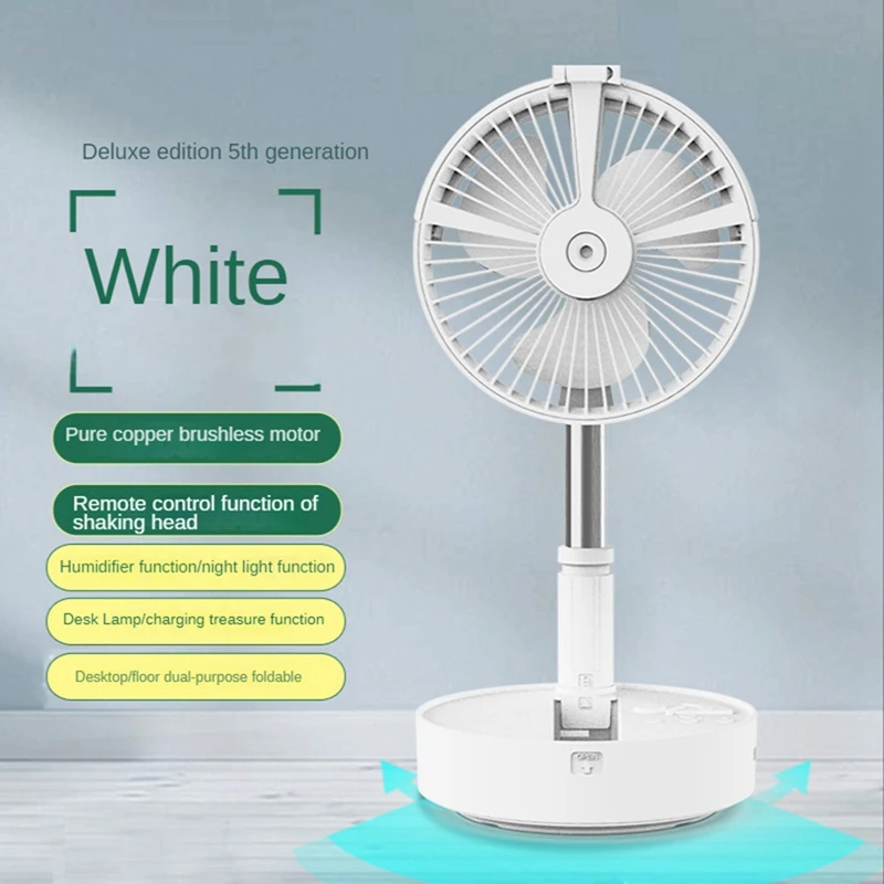 

Portable Folding Retractable Floor Low Noise 7200Mah Spray Fan Outdoor Remote Control Fan Bedroom Desk Cooling Summer