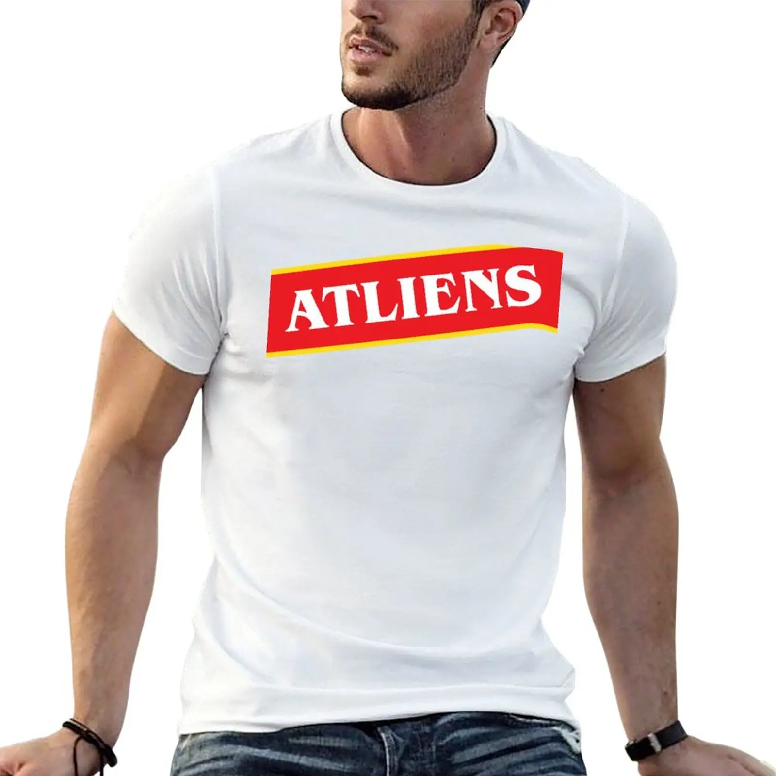 ATLIENS Stripe on White T-Shirt Sports Casual Breathable Tee Shirt