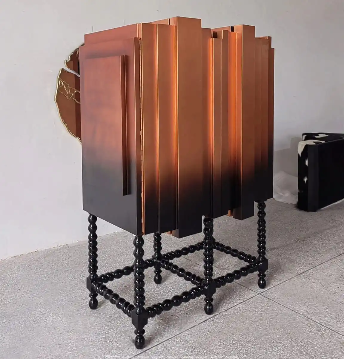 Modern Designer High Luxury Villa Wine Storage Cabinet Portugal Wood Furniture for Kitchen Against the Wall