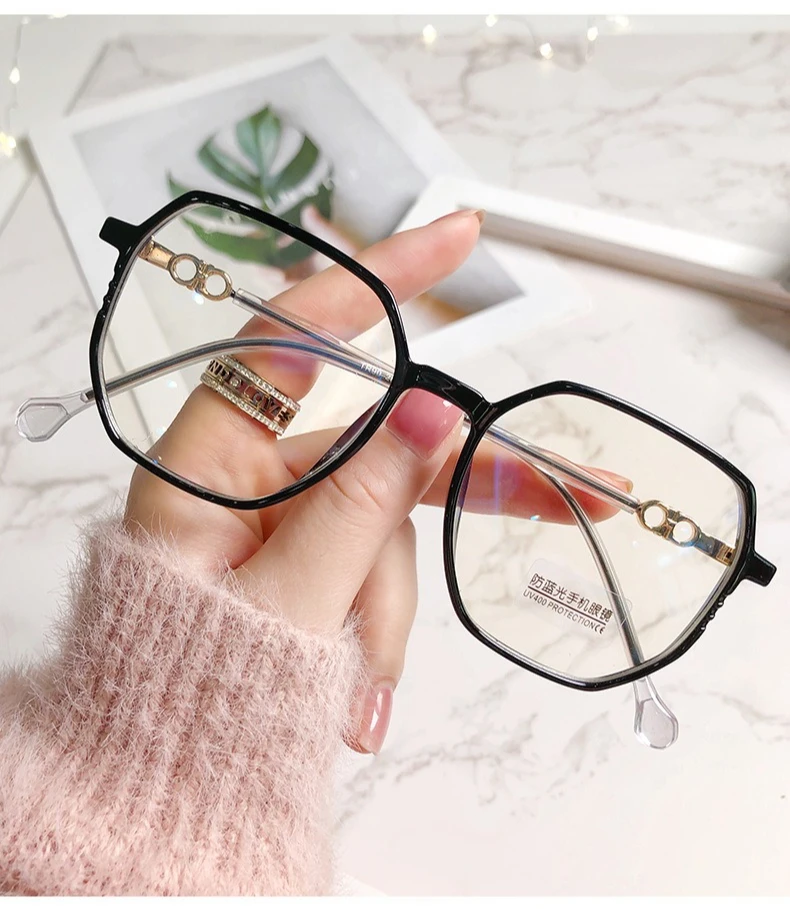Modische Myopiebrille mit großem Rahmen, hochauflösende Anti-Blaulicht-Brille für Frauen, ultraleichte Computerbrille – Detail 5