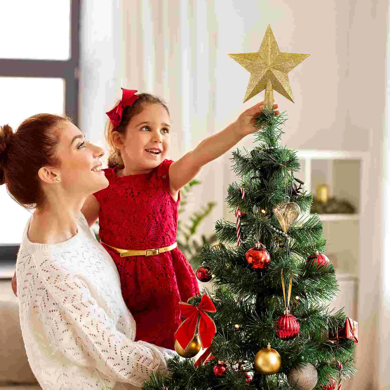 Gold Powder Decoration Small Christmas Star Tree Topper Projector Holiday Decorations