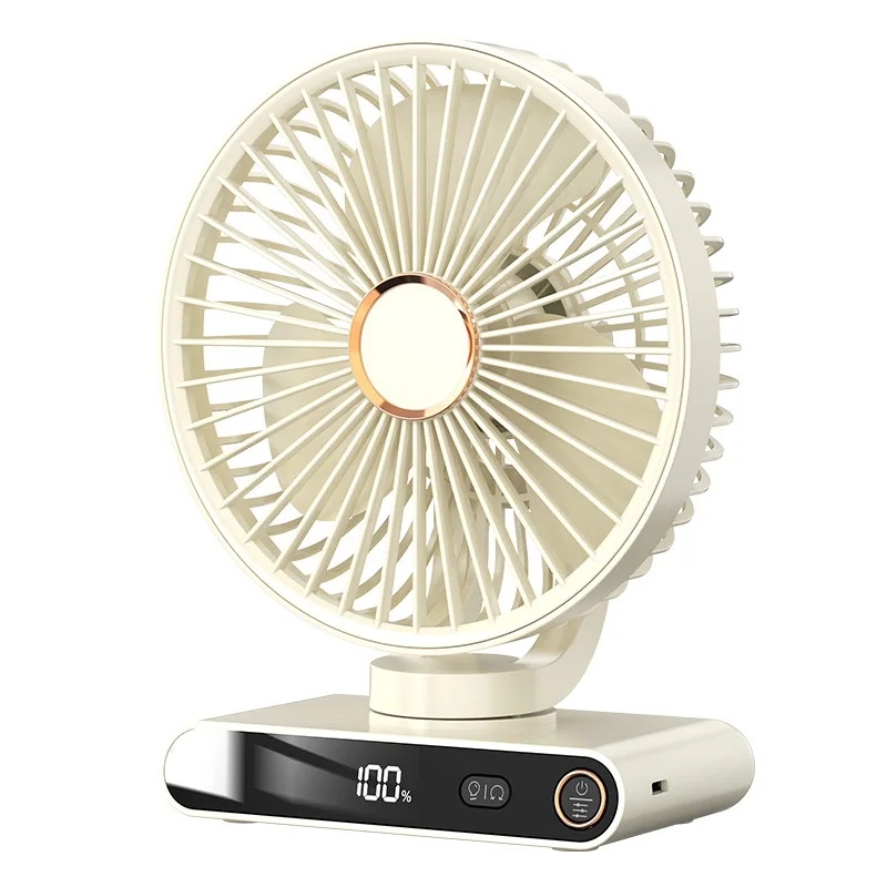 Customized.2025-border New Multi-functional Oscillating Display Small Fan Student Dormitory Bedside Night Light Office