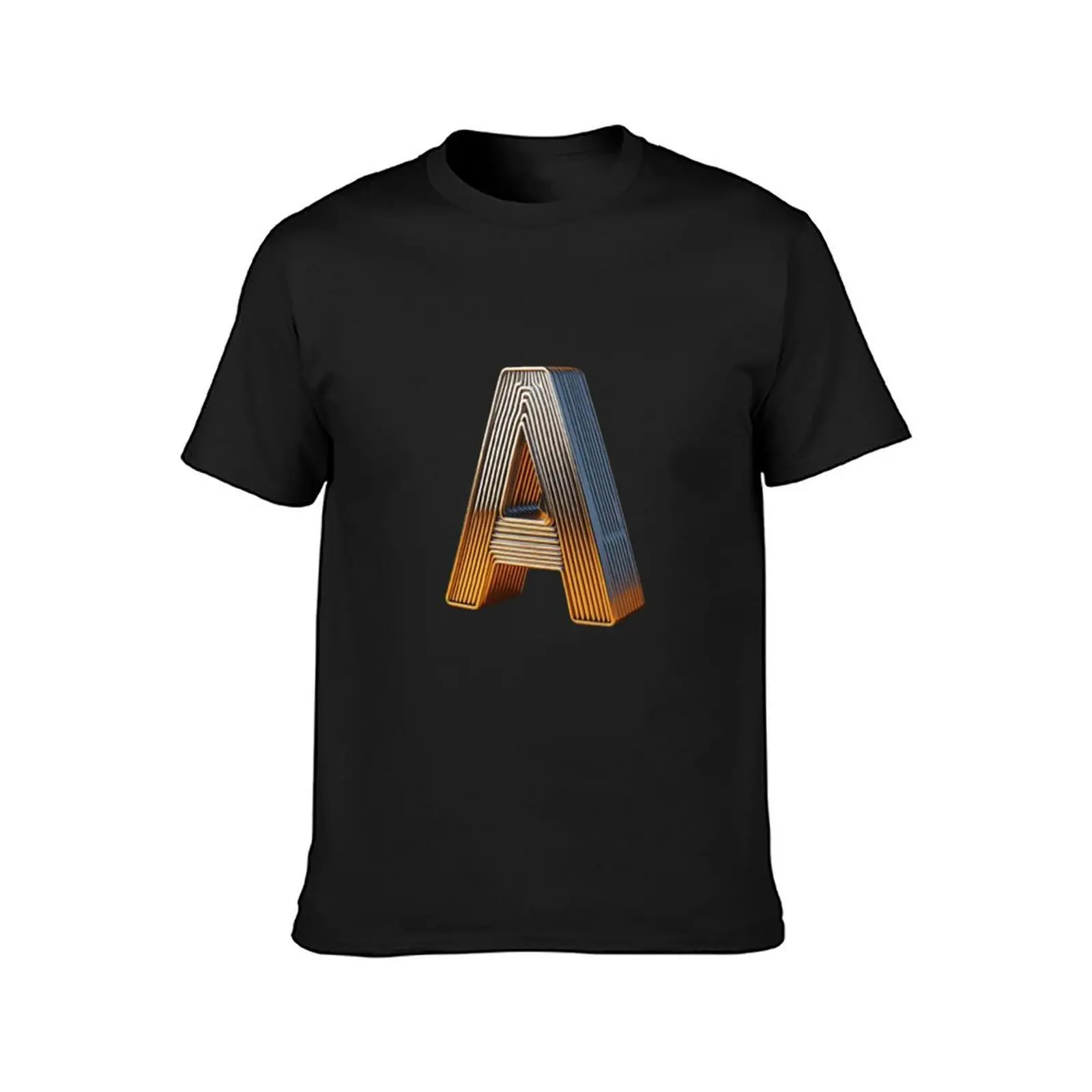 Bright Yellow: The Letter A in 3D T-Shirt vintage oversizeds korean fashion mens t shirts casual stylish