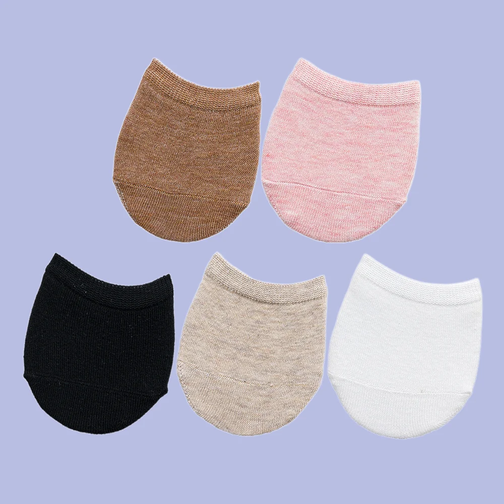 Chaussettes respirantes invisibles pour femmes, couvre-pieds, demi-chaussettes pour l'avant-pied, document bonbon, femme, été, 2024, 5 paires