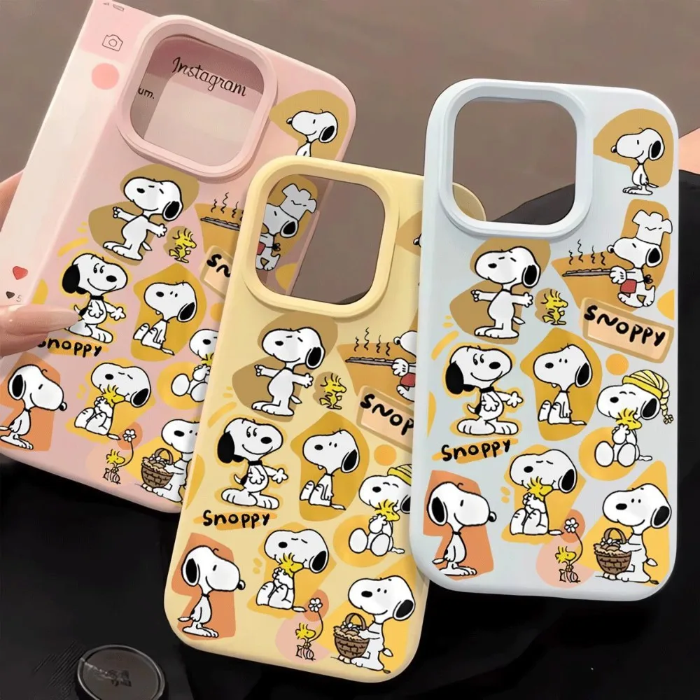 Cute Cartoon Animation Creative Soft Shell Snoopy Mobile Phone Case for IPhone 17 16 15 14 ProMax Plus Anti-fall Back Cover Gift