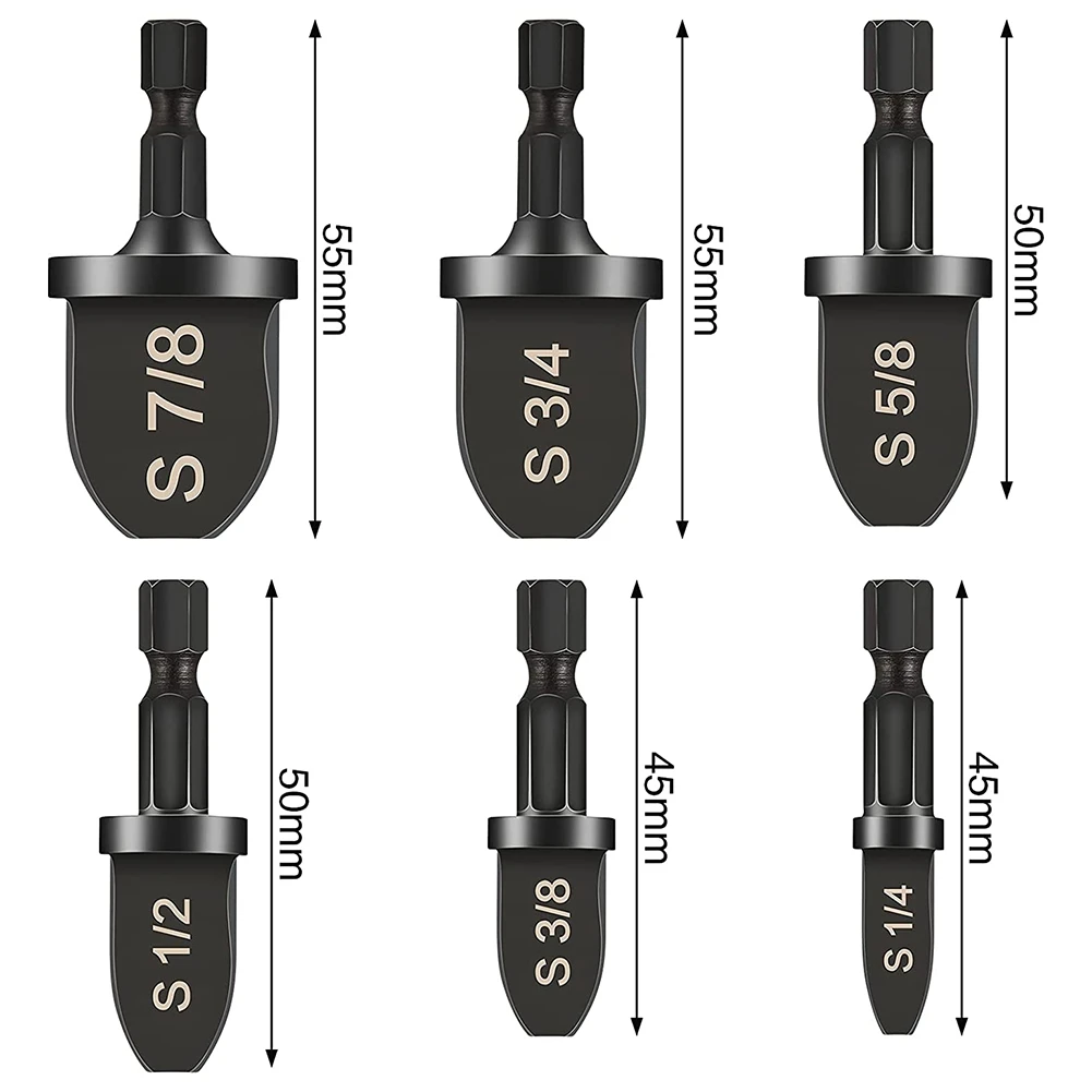 6 Pcs Hex Handle Air Conditioner HVAC Tools Multifunction Manual Bearing Steel Swaging Tool Drill Bit Set