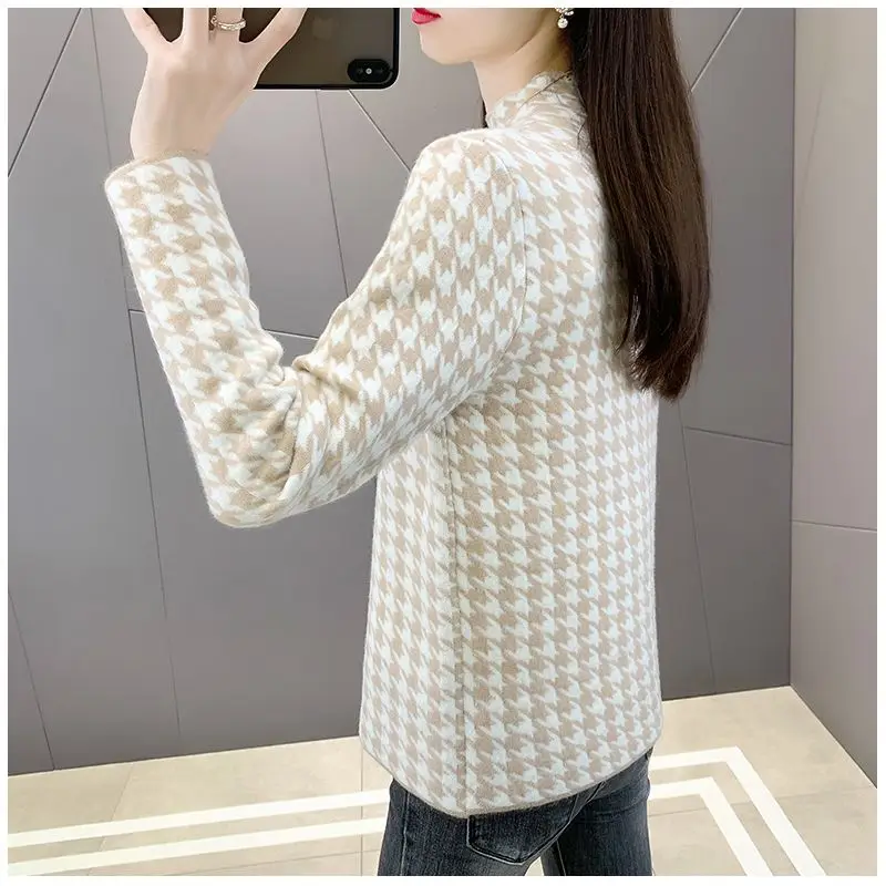 2023 Autumn/Winter Korean Edition New Thickened Warm Versatile Half High Neck Slim Fit Knitted Sweater Trend