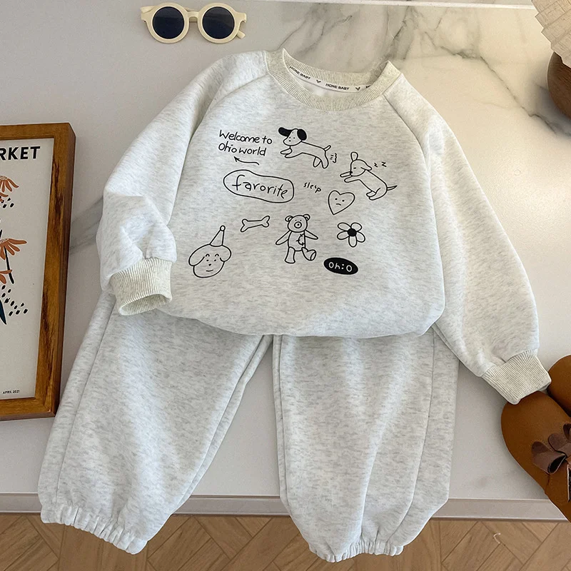 Children's Suit 2025 New Boy Girl Spring Sports Sets Kids Cartoon Sweatshirts+Pants 2Pcs Outfits Toddler Autumn Clothing