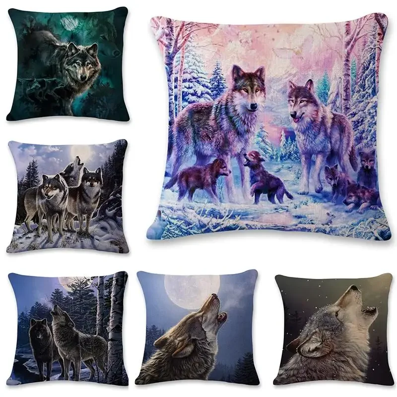 

Wolf Moon Soft Pillow Polyester Pillowcase Home Car Sofa Cushion Comfortable