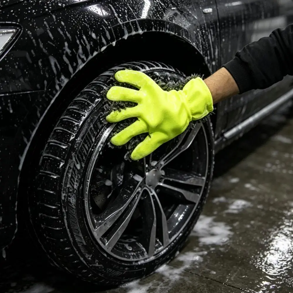 Car Washing Gloves Double Sided Chenille Microfiber Car Wash Glove Thickened Absorbent Cleaning Mitt For Car Detailing Washing view 3