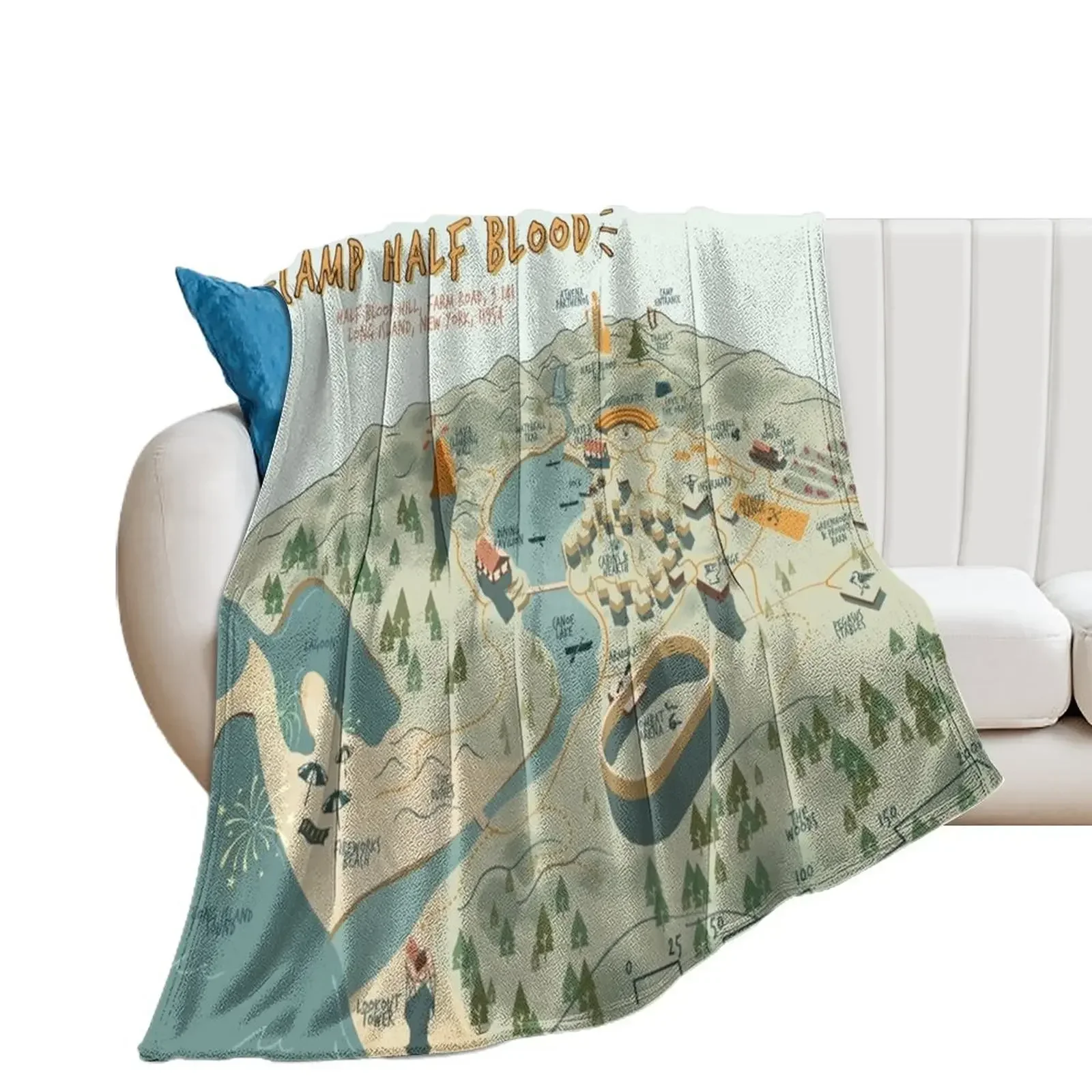 

Map of Camp Half Blood Throw Blanket Retros Travel Blankets