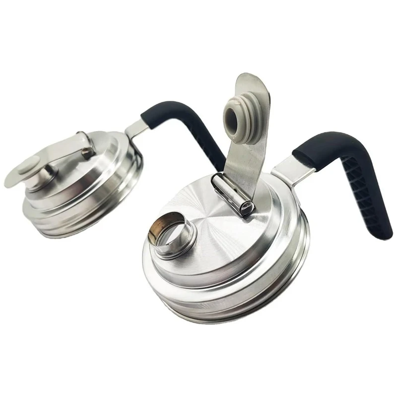 2Pc Stainless Steel Wide Mouth Mason Jar Flip Prouting Spout Lids With Handle For Wide Mouth Mason Jars