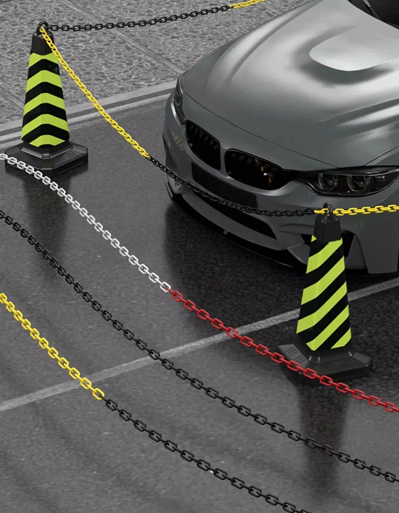 6MM-10MM 5M-25M Plastic chain traffic caution alert warning Road cone isolation protection chain Guardrail protector parking bar