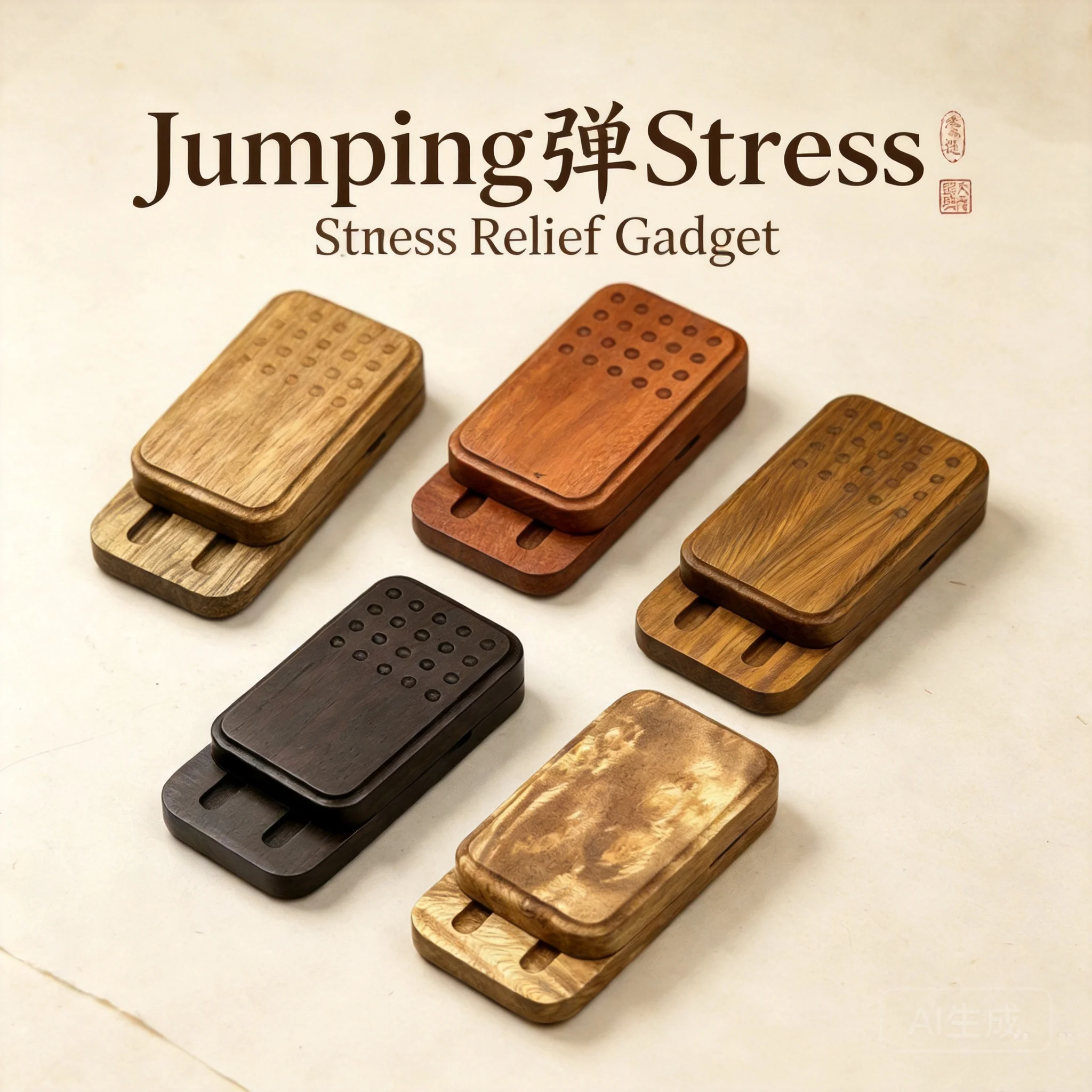 Snqp Chinese Style Lucky Magnetic Wooden Push Slider Green Sandalwood Ebony Jujube Wood Golden Camphor Edc Fidget Toy Stress Rel