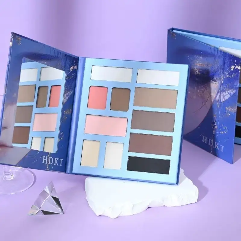 Paleta de Maquillaje Multifuncional 11 en 1 con Colores de Rubor y Contorno de Alto Brillo, Acabado Nude, Iluminador y Resistente al Sudor