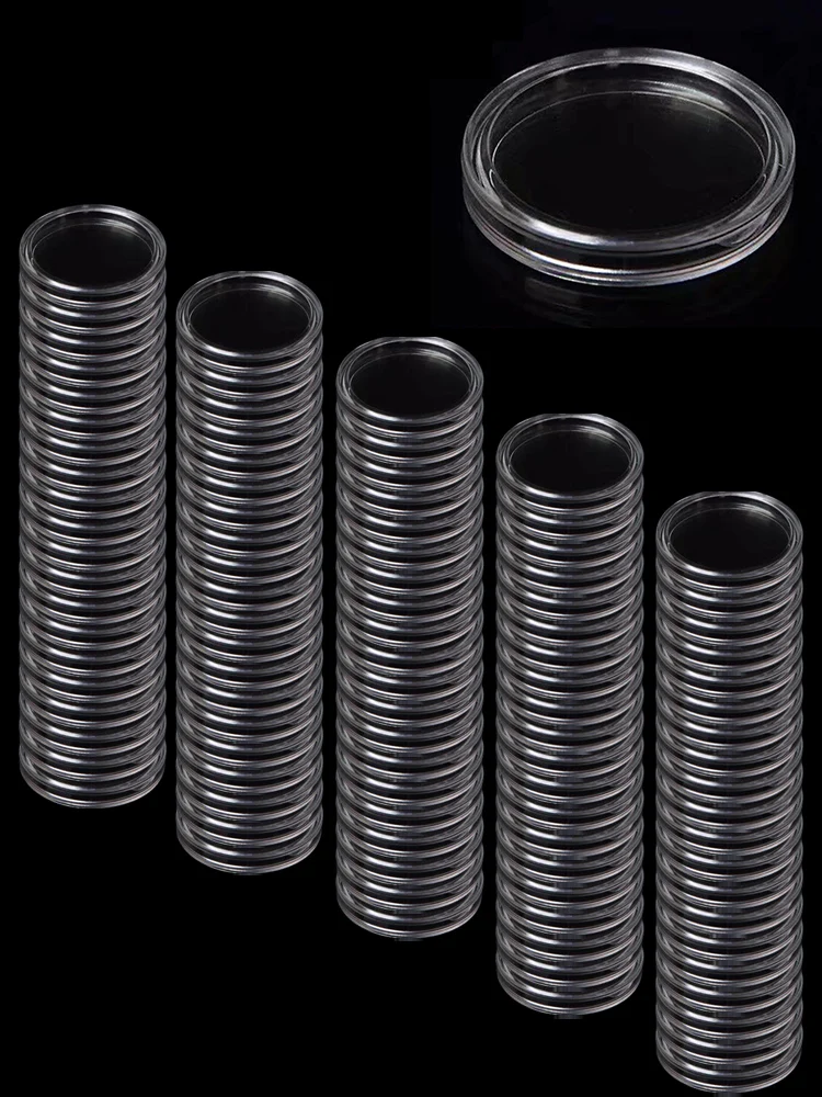 100Pcs Coin Capsules Storage Box Clear Plastic Coin Cases Holders Protector Coin Capsules Storage Collection Case Container 40mm