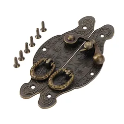 Antique Brass Wooden Case Hasp Vintage Decorative Jewelry Gift Box Suitcase Hasp Latch Hook Furniture Buckle Clasp Lock 90*50mm