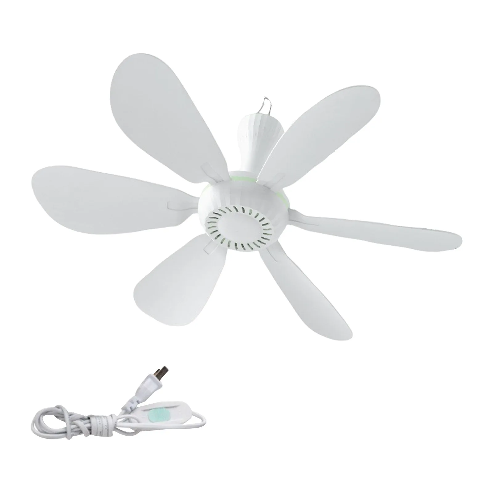 Silent 6 Leaves USB Powered Ceiling Canopy Fan  Hanging Fan for Camping Bed Dormitory Tent New