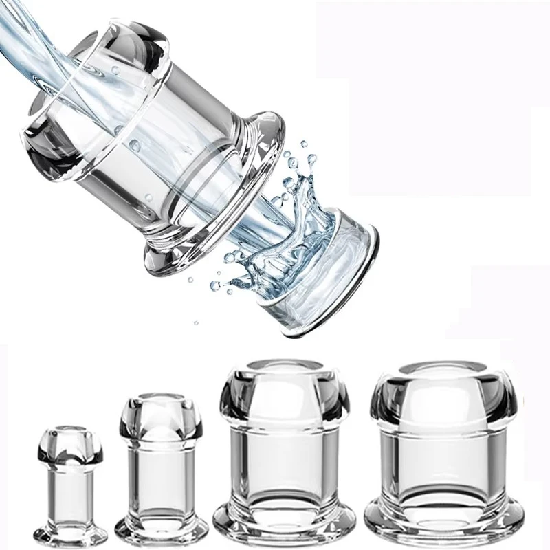 Tapón Anal hueco transparente de silicona con tapón, espéculo de Enema, dilatador Anal, tapón Anal para salir, juguete sexual Bdsm para mujeres y hombres Gay