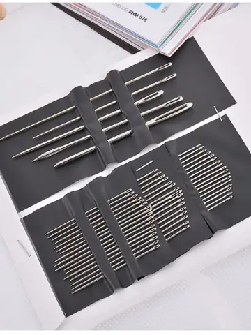 55 Pieces Stainless Steel Big Eye Hand Sewing Needles Set with Different Sizes for Sewing Needlework Embroidery Needles