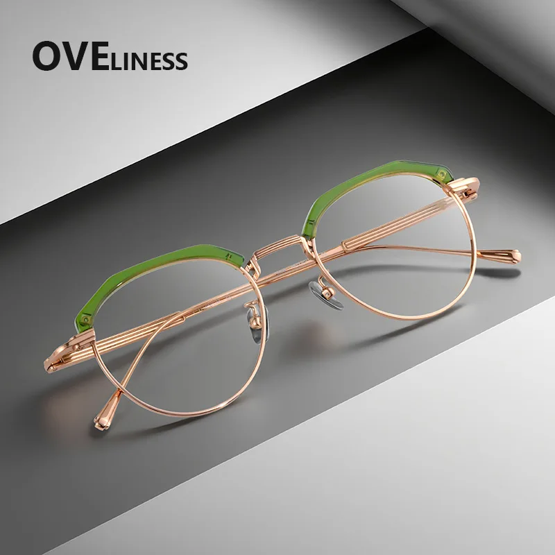 

Pure Titanium Glasses Frame for Men Brand Design Vintage Round Eyeglasses frames Women Japanese UIltralight Eyewear Spectacles