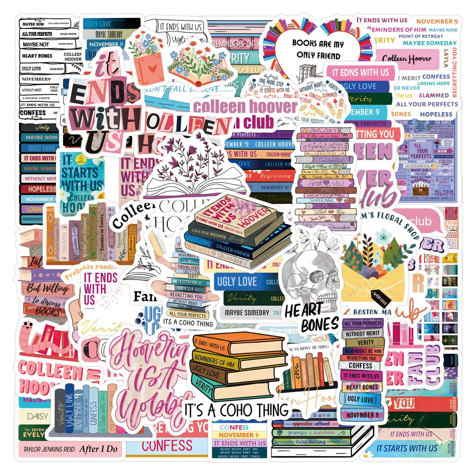 ملصقات Colleen hoover لسكرابوكينغ ، ملصقات مقاومة للماء للهاتف ، الأمتعة ، لوح التزلج ، diy ، 60 من ، من #1