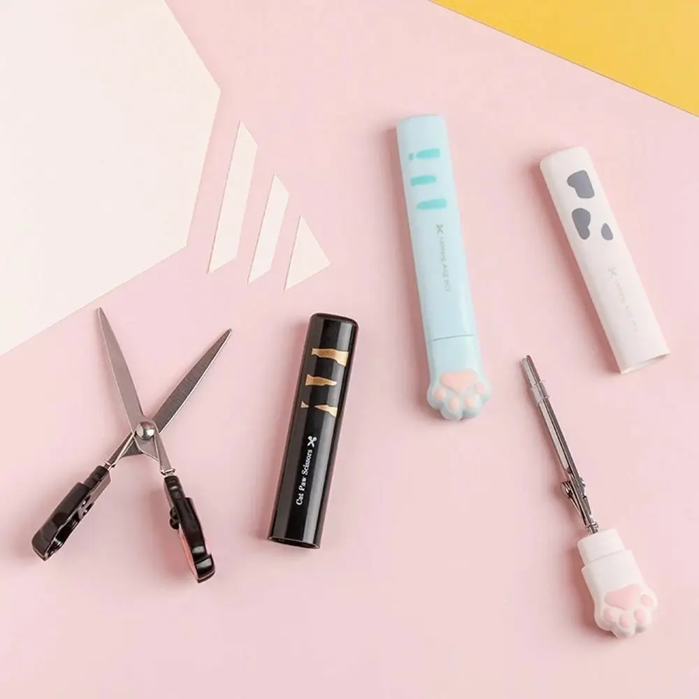 High Quality Plastic Cat Paw Scissors Folding Cartoon Scissors Stationery Stainless Steel Cartoon Scissors