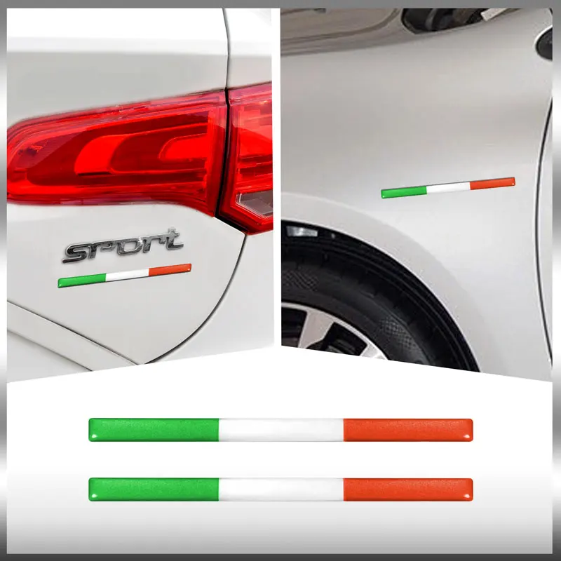 Auto Exterior Decor 2Pcs Epoxy Italy Flag Sticker Car Body Side Emblem Rear Trunk Decal Styling Accessories