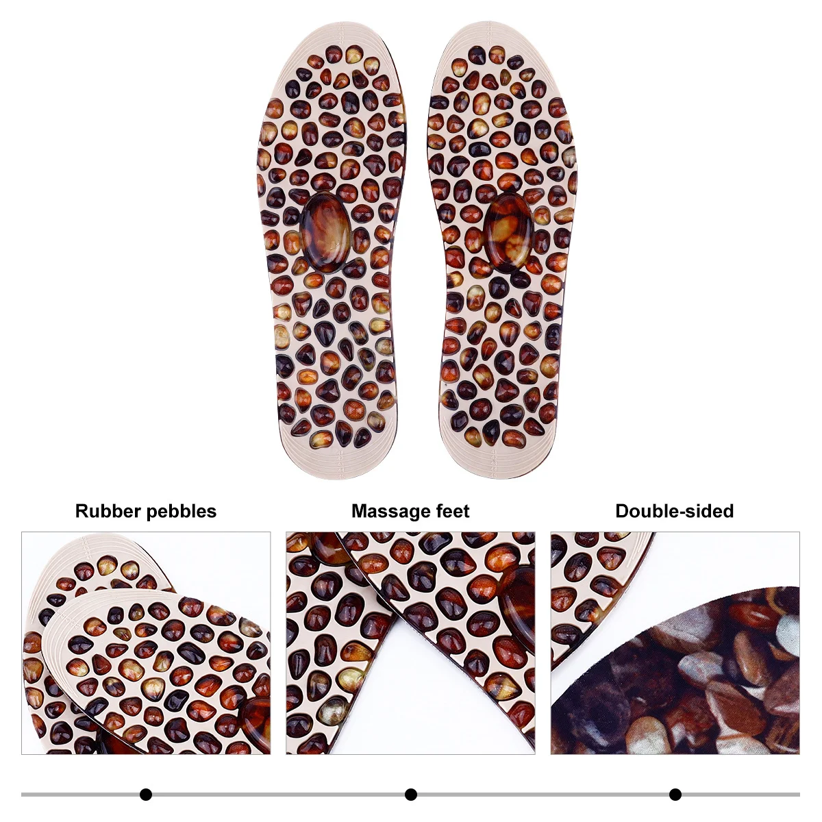 

1Pair Foot Massaging Insoles Rubber Cobblestone Shape Comfortable Lightweight Pain Relief Foot Cushion Massager for Men Women