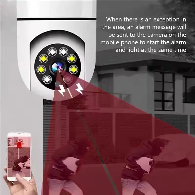 E27 Bulb Wifi Camera Human Tracking Color Night Vision 360 ° Rotation Intercom 2MP Camera Free APP Support iOS Android Phone